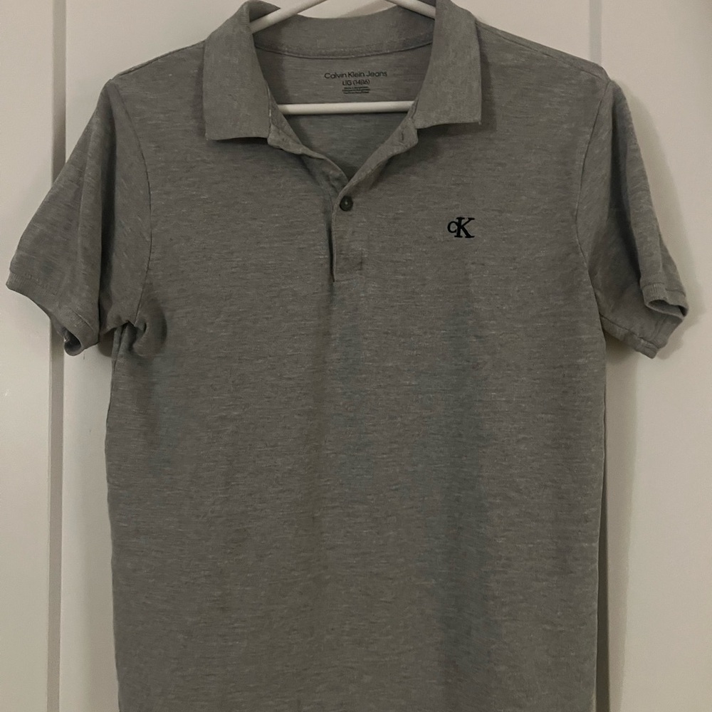Calvin Klein Big Boy’s L 14/16 Light Gray Polo Shirt Women’s Small Golf Uniform